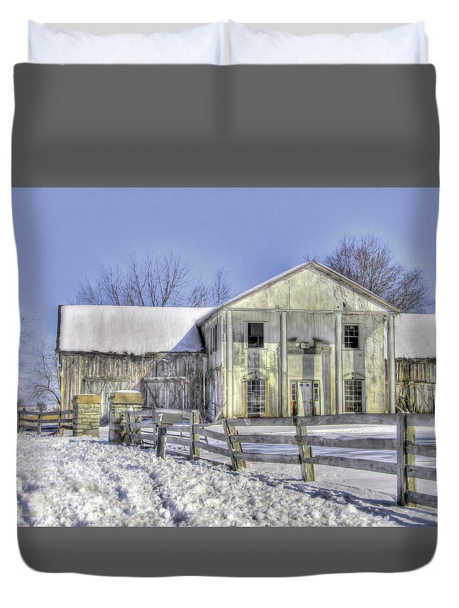 Landscape Duvet Cover featuring the photograph Winter Barn 3 by Sam Davis Johnson