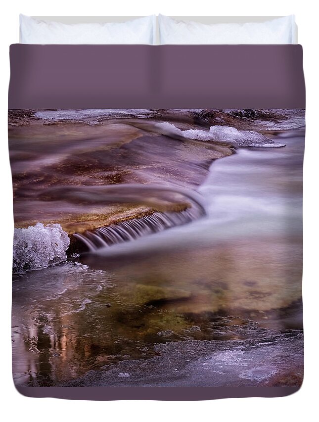 Stickney Brook Duvet Cover featuring the photograph Winter Brook by Tom Singleton