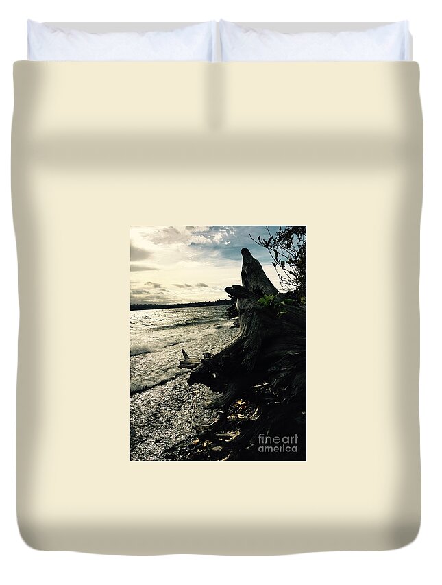 Driftwood Duvet Cover featuring the photograph Winter Comes To The Sea by LeLa Becker