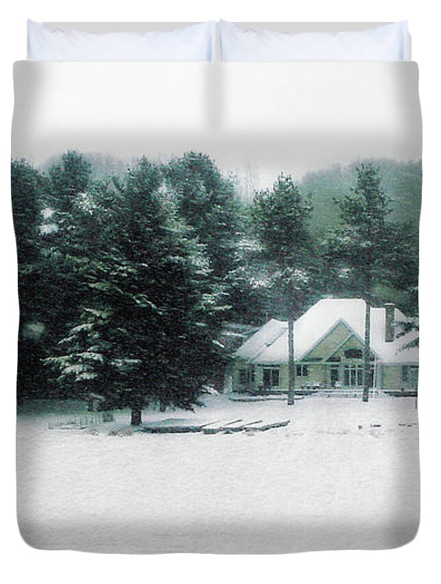 Winter Duvet Cover featuring the photograph Winter Cottage by Reynaldo Williams
