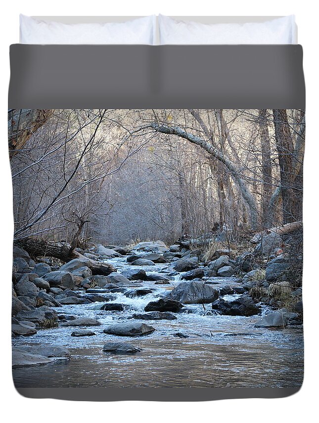 Winter Creek Duvet Cover featuring the photograph Winter Creek by Christy Pooschke