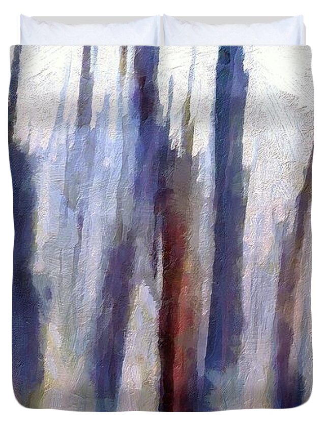 Winter Duvet Cover featuring the painting Winter Forest by Lelia DeMello