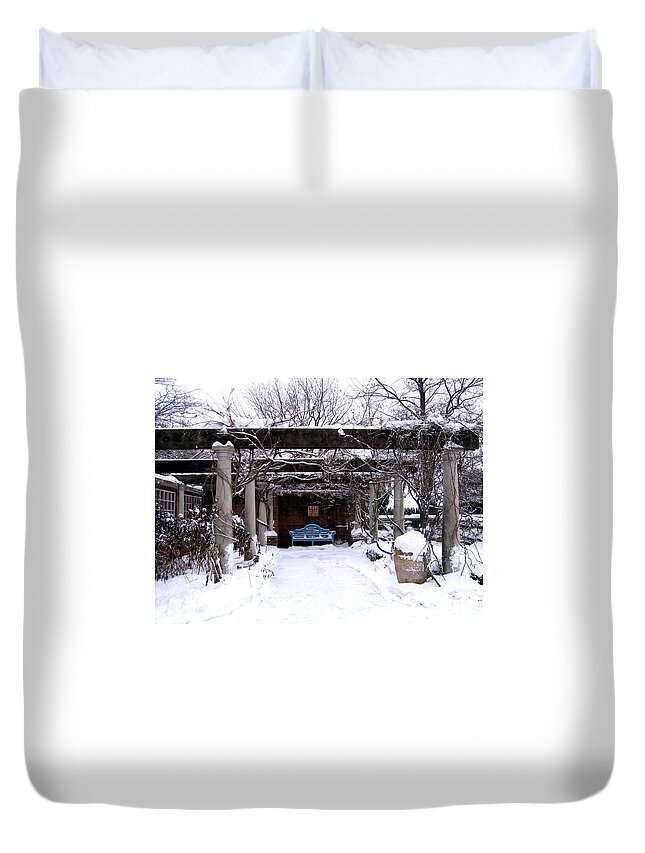 Winter Duvet Cover featuring the photograph Winter in the Garden by Laura Kinker