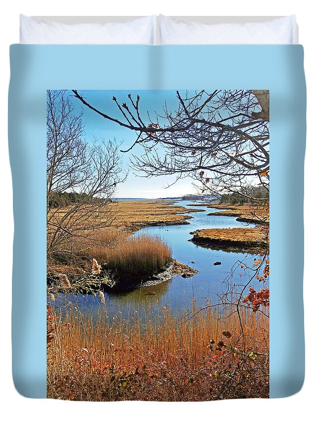 Marsh Duvet Cover featuring the photograph Winter Marsh by Nautical Chartworks