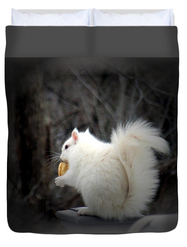 Winter Duvet Cover featuring the photograph Winter Nibbles by Wild Thing
