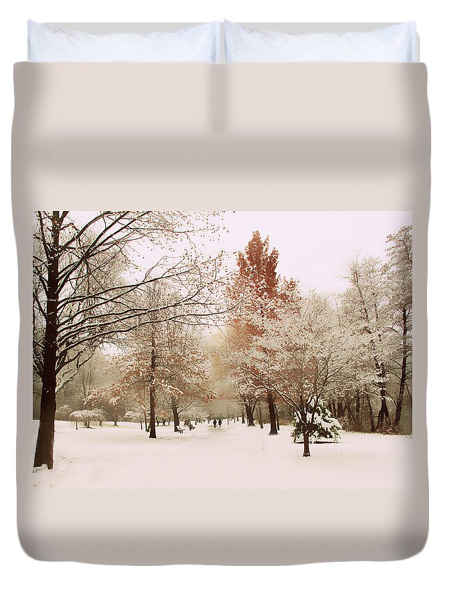 Winter Duvet Cover featuring the photograph Winter Park by Jessica Jenney