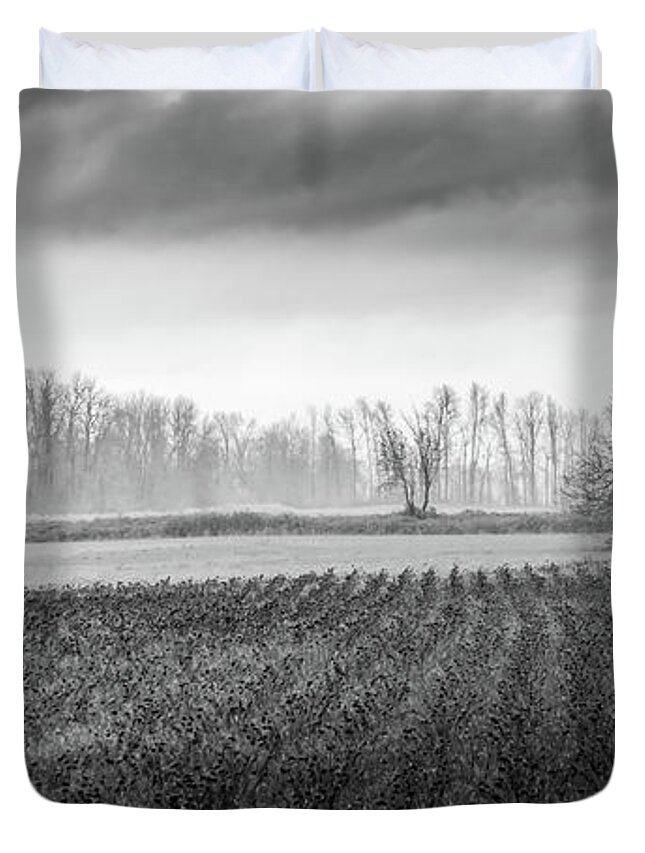Farmland Duvet Cover featuring the photograph Winter Pasture by Don Schwartz