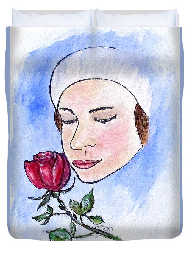 Rose Duvet Cover featuring the painting Winter Rose by Clyde J Kell