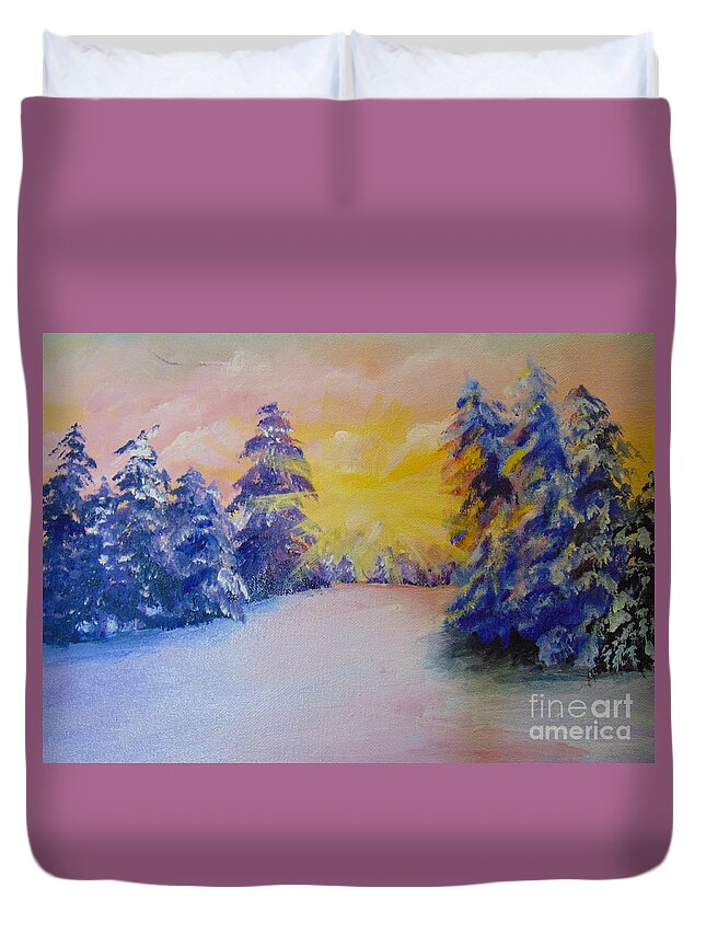 Winter Duvet Cover featuring the painting Winter by Saundra Johnson