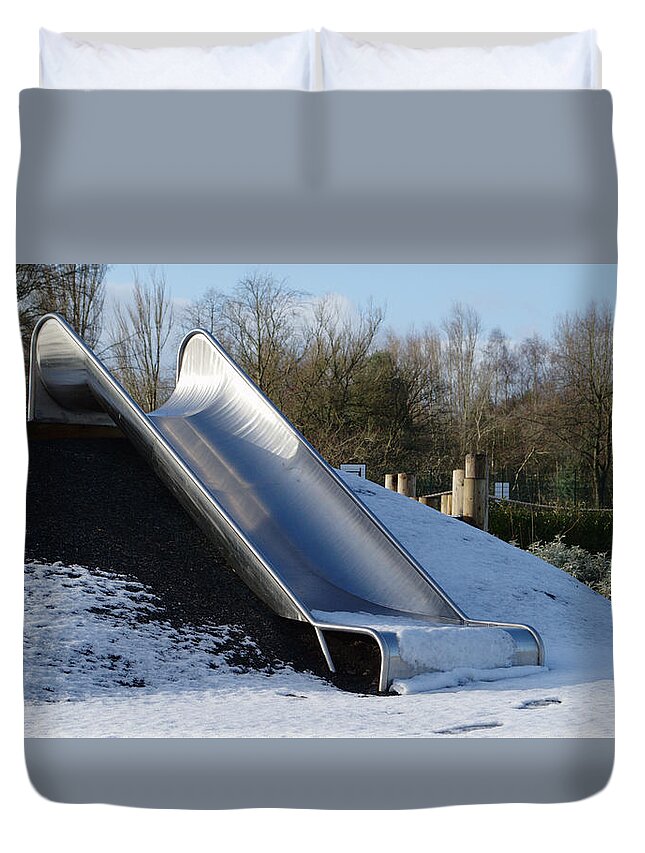 Cold Duvet Cover featuring the photograph Winter Slide by Adrian Wale