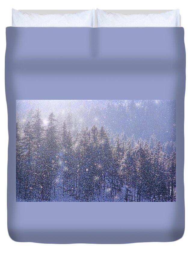 Christmas Duvet Cover featuring the photograph Winter Sparkle by Kathy Bassett
