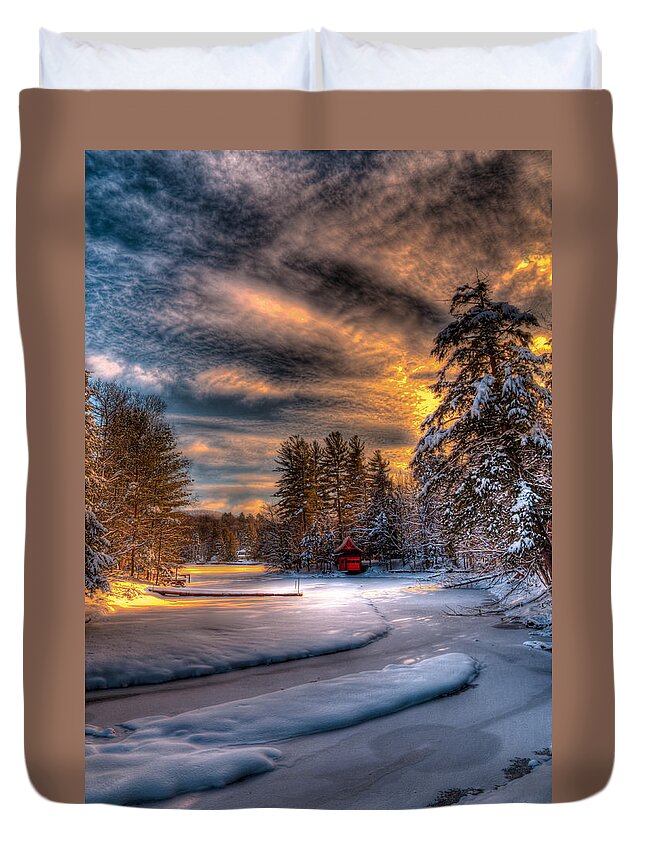 Sunset Duvet Cover featuring the photograph Winter Sunset by David Patterson