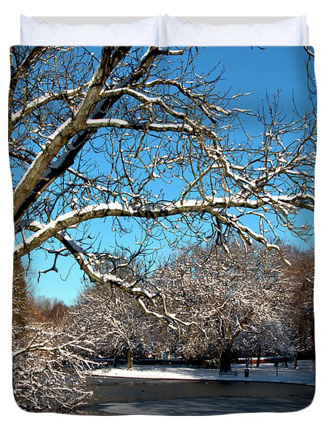 Winter Duvet Cover featuring the photograph Winter Tree by Baggieoldboy