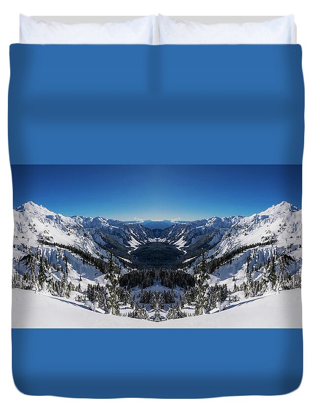 Baker Duvet Cover featuring the digital art Winter Valley Reflection by Pelo Blanco Photo