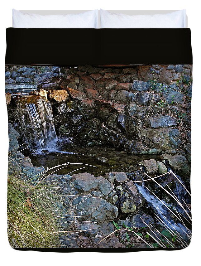 Waterfall Duvet Cover featuring the photograph Winter Waterfall by Michele Myers
