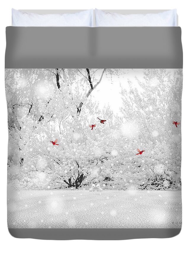 Winter Duvet Cover featuring the mixed media Winter, Winter by Kume Bryant