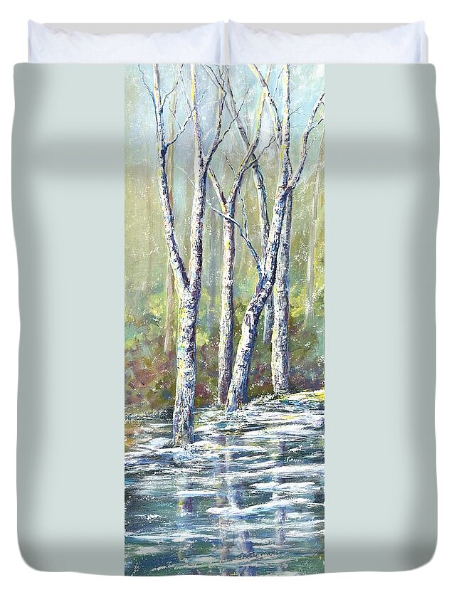 Winter Forest Duvet Cover featuring the painting Winter's Edge by Malanda Warner