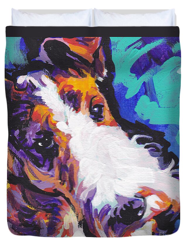 Wire Fox Terrier Duvet Cover featuring the painting Wired by Lea S