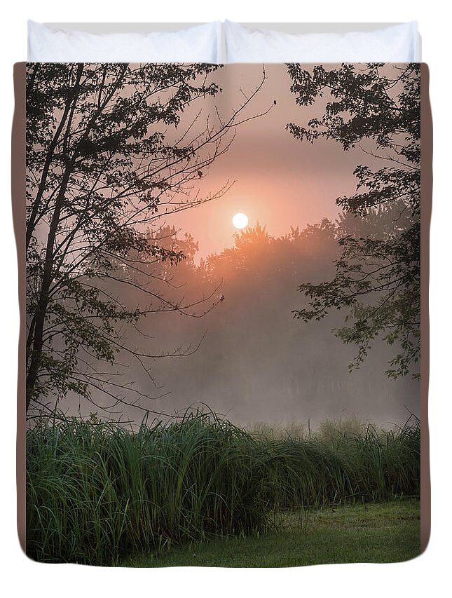 Nature Duvet Cover featuring the photograph Wisconsin River Sunrise by Jody Partin