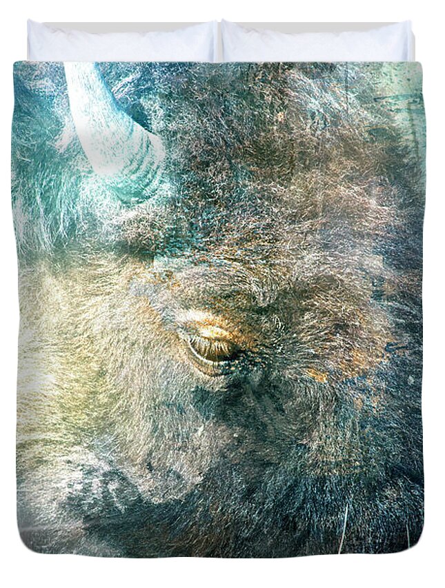 Bison Duvet Cover featuring the photograph Wise Beast by Janie Johnson