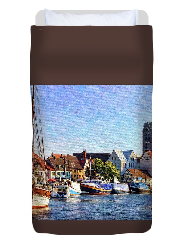 Wismar Germany Duvet Cover featuring the photograph Wismar Harbor II by Stephen Schwiesow
