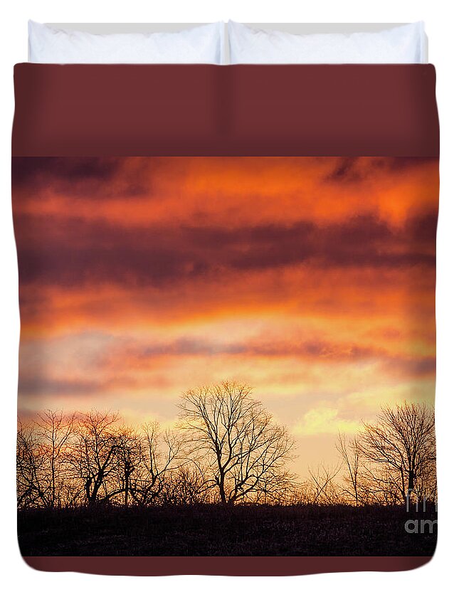 Cheryl Baxter Photography Duvet Cover featuring the photograph Wispy Sunrise Sky by Cheryl Baxter