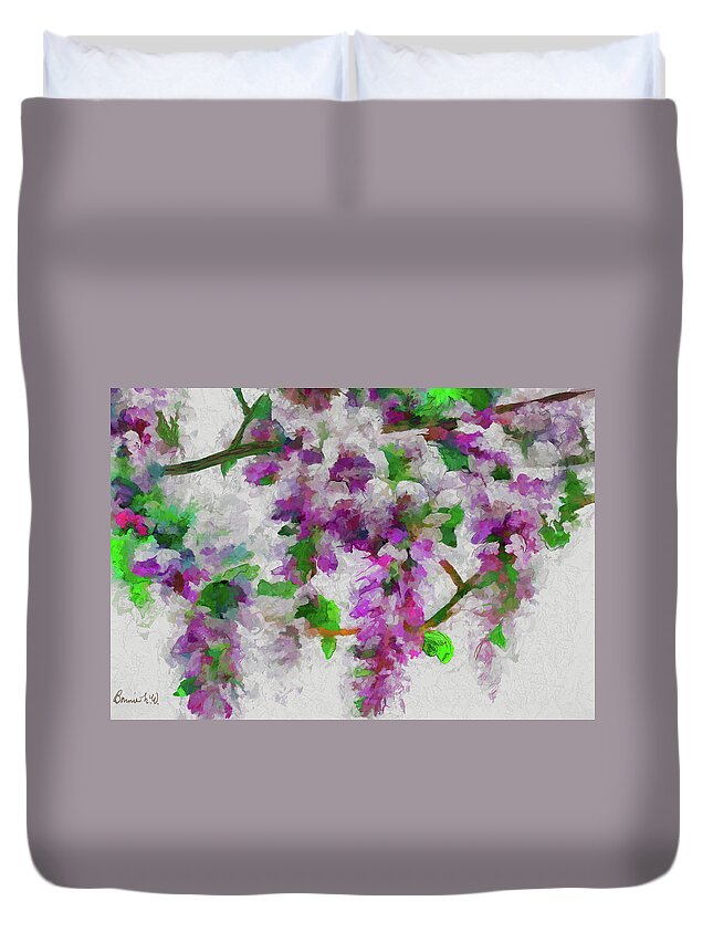 Wisteria Duvet Cover featuring the digital art Wisteria Branch by Bonnie Willis