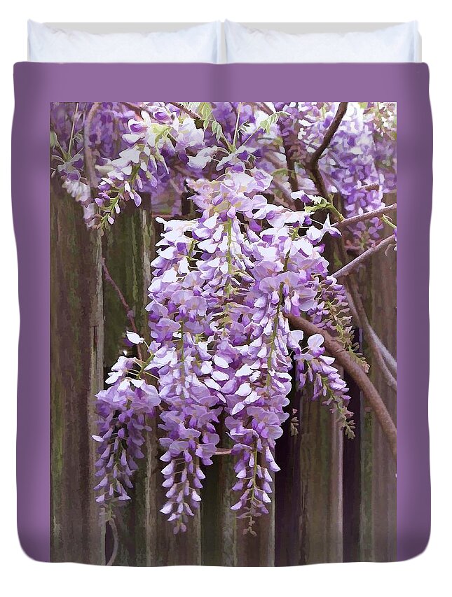 Wisteria Duvet Cover featuring the photograph Wisteria Show by Bonnie Willis