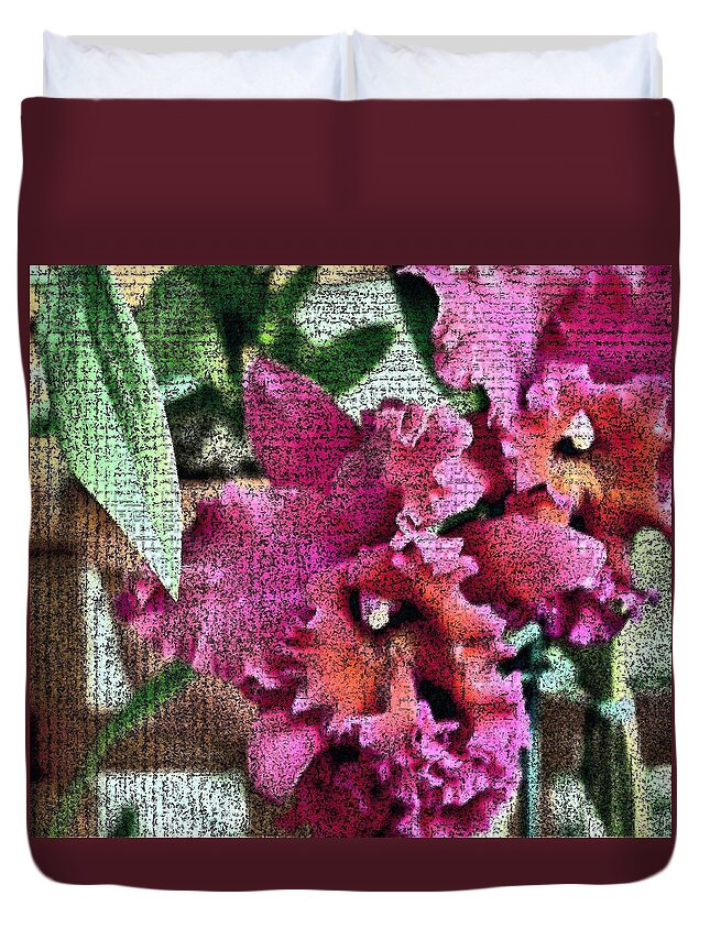 Orchid Duvet Cover featuring the digital art With Elegance appears a Jungle by Mindy Newman