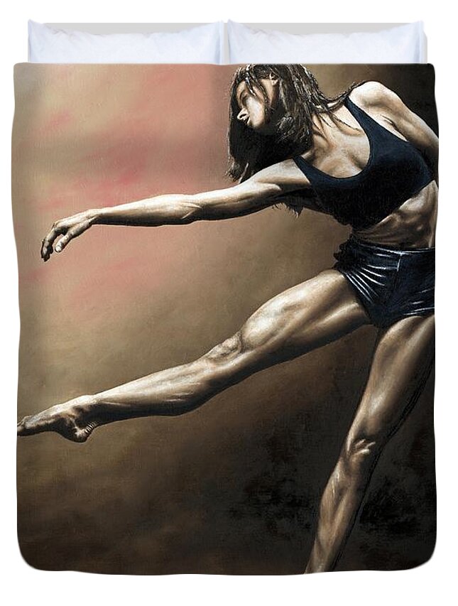 Dancer Duvet Cover featuring the painting With Strength and Grace by Richard Young