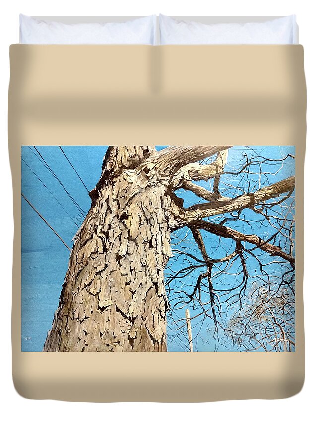 Tree Duvet Cover featuring the painting Witness by William Brody