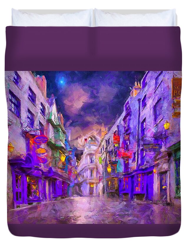 Wizarding World Of Harry Potter Duvet Cover featuring the digital art Wizard Mall by Caito Junqueira