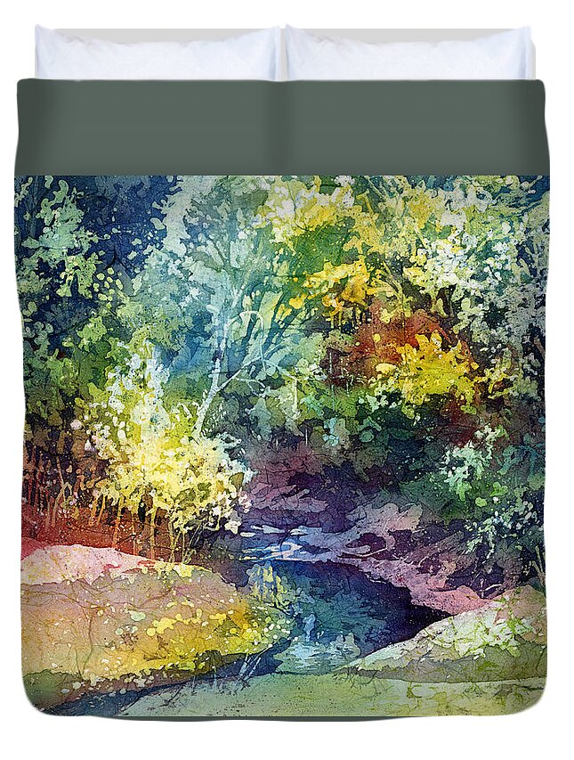 Autumn Duvet Cover featuring the painting Wolf Pen Creek by Hailey E Herrera