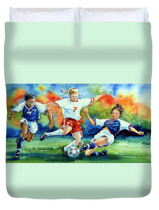Sports Duvet Cover featuring the painting Women by Hanne Lore Koehler