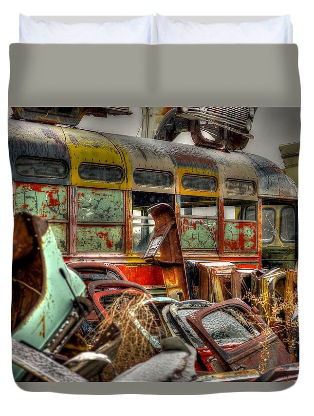 Salvage Yard Duvet Cover featuring the photograph Wonder Bus by Craig Incardone