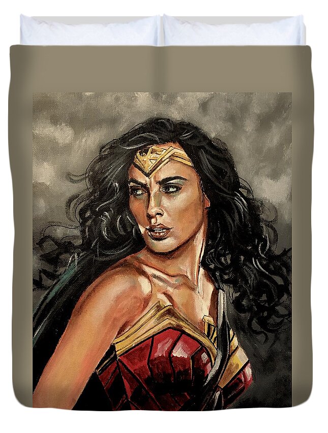 Wonder Woman Duvet Cover featuring the painting Wonder Woman by Joel Tesch