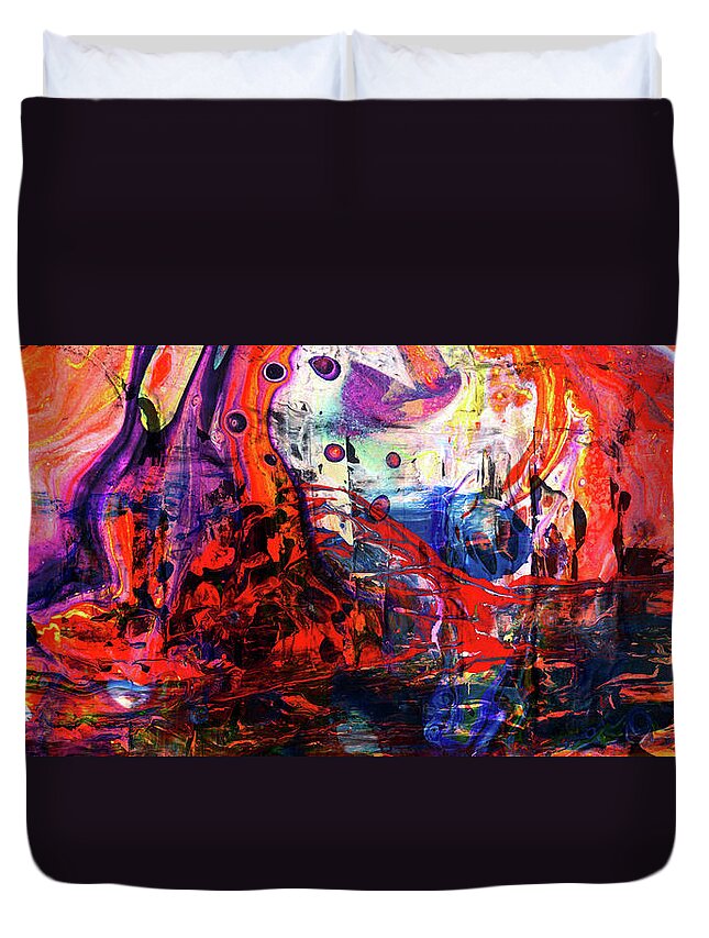 Abstract Duvet Cover featuring the painting Wonderland - Colorful Abstract Art Painting by Modern Abstract