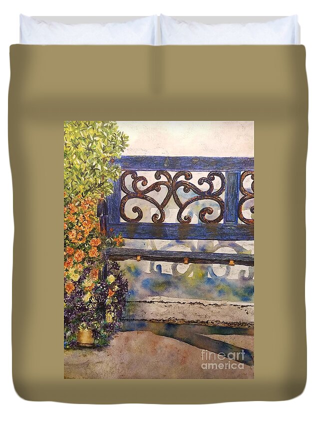 Wrought Iron Duvet Cover featuring the painting Won't You Join Me? by Lisa Debaets