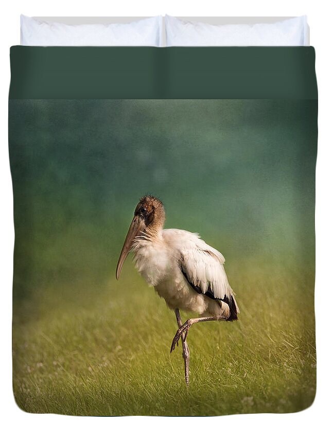 Wood Stork Duvet Cover featuring the photograph Wood Stork - Balancing by Kim Hojnacki