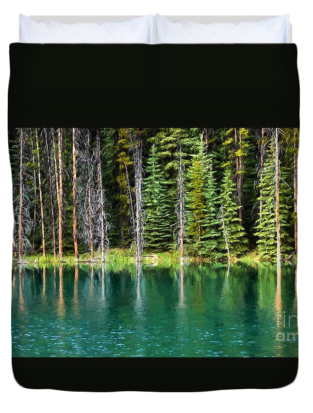 Canada Duvet Cover featuring the photograph Woodland Reflections by Lori Dobbs
