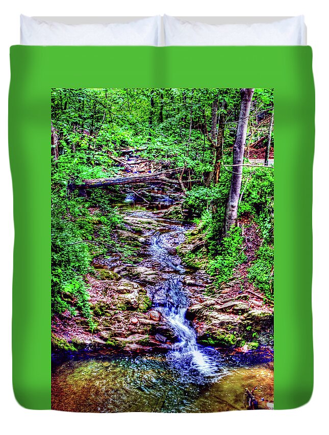 Woodland Duvet Cover featuring the photograph Woodland Stream by Andy Lawless
