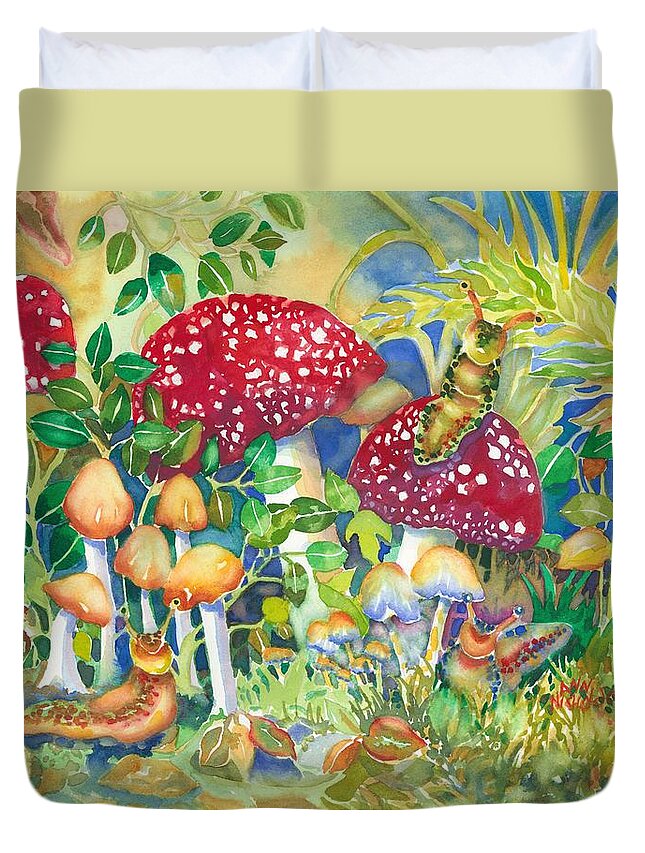 Woods Duvet Cover featuring the painting Woodland Visitors by Ann Nicholson