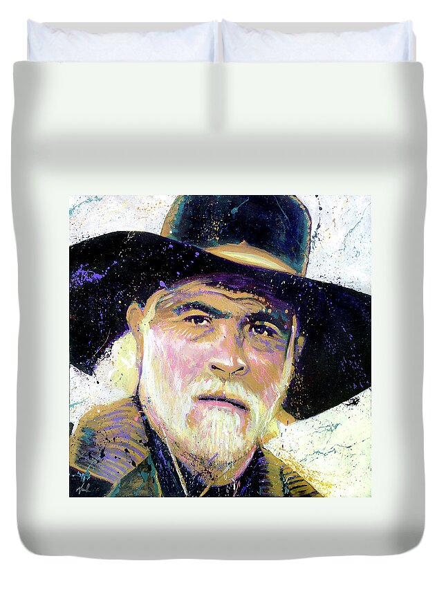 Lonesome Dove Duvet Cover featuring the painting Woodrow by Steve Gamba