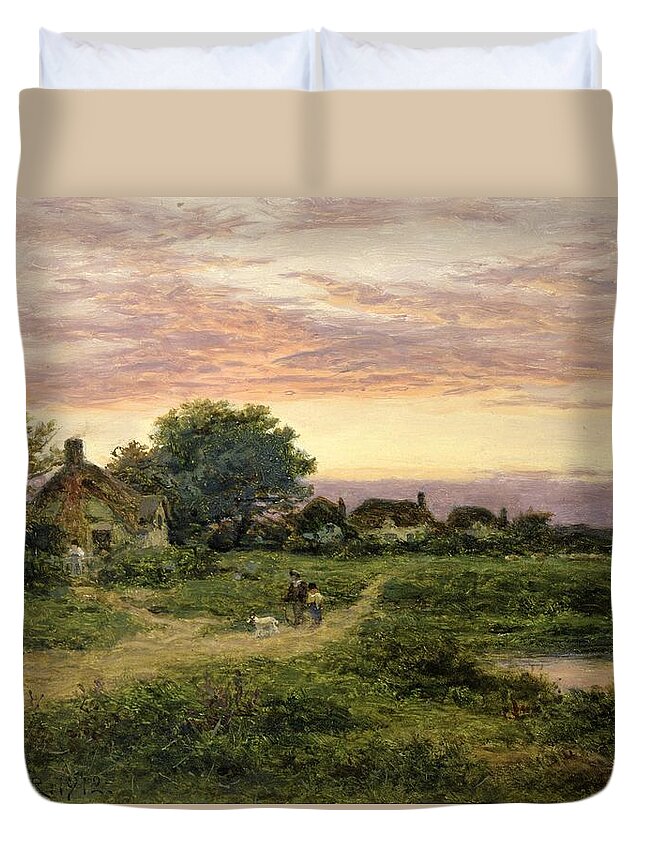Worcestershire Duvet Cover featuring the painting Worcestershire Cottages by Benjamin William Leader