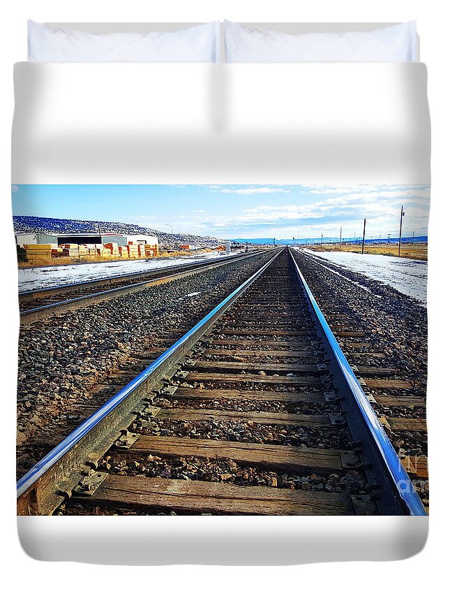Southwest Landscape Duvet Cover featuring the photograph Working on the railroad by Robert WK Clark