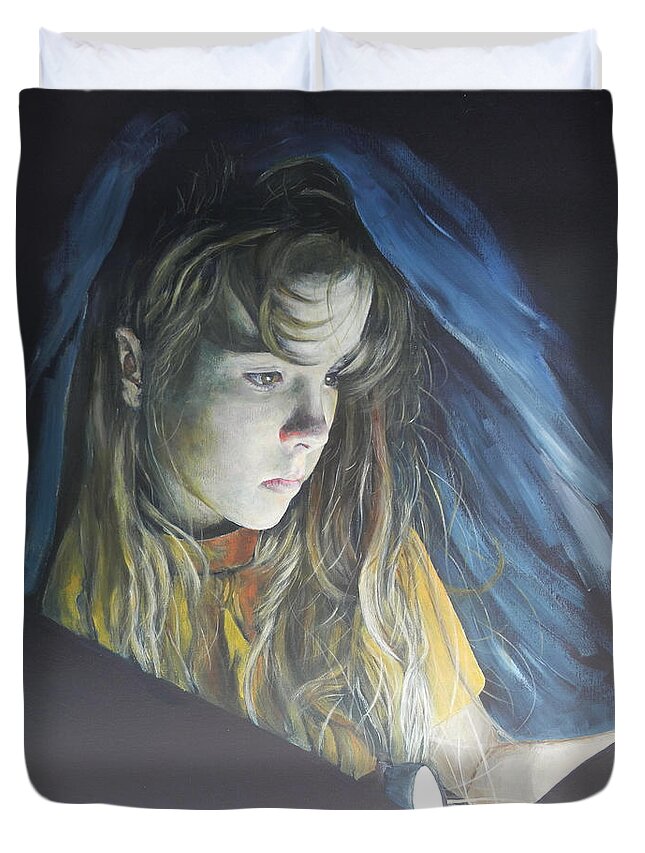 Girl Duvet Cover featuring the painting Working Undercover by John Neeve