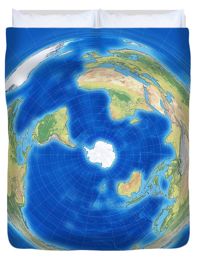 World Duvet Cover featuring the photograph World Map - Penguin Projection by Frans Blok