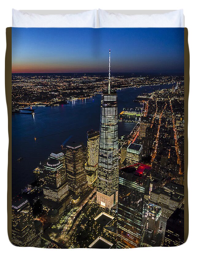 World Trade Center Duvet Cover featuring the photograph World Trade Center And 911 Reflecting Pools by Susan Candelario