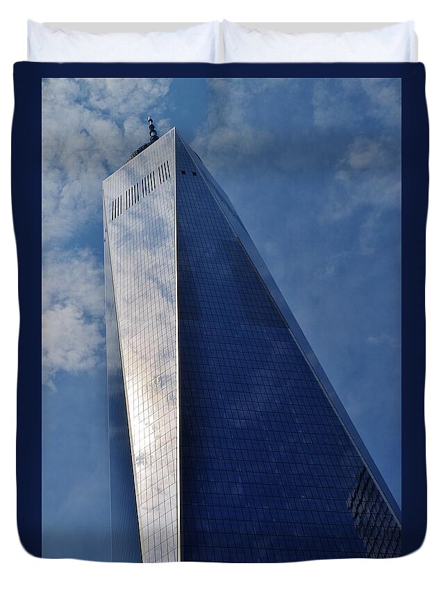 Buildings Duvet Cover featuring the photograph World Trade Center by Eileen Brymer