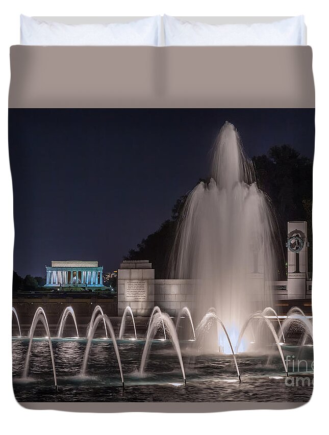 Architecture Duvet Cover featuring the photograph World War II and Lincoln Memorials by Jerry Fornarotto